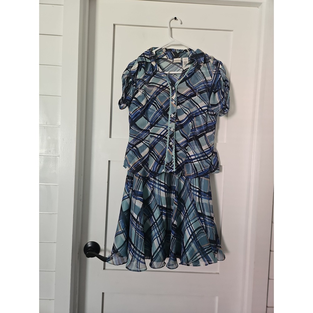 Soft Surroundings‎ Embroidered Tunic Blouse Medium Navy White Boho Coastal